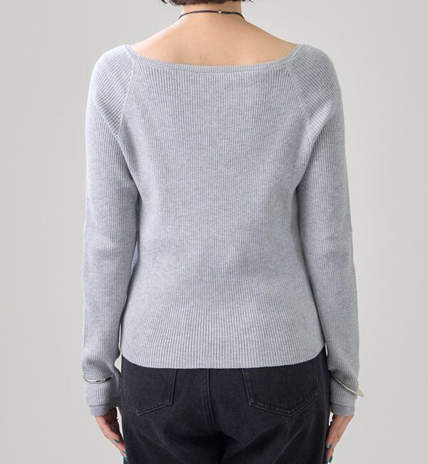  「プレート付きクルーリブニット」|ニット・セーター|