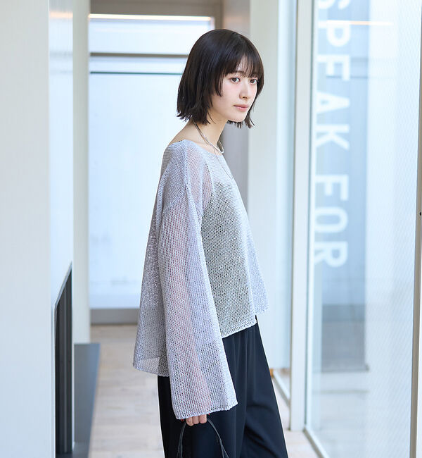 Rouge vif「シアーメッシュペーパーニットプルオーバー」|ニット・セーター|