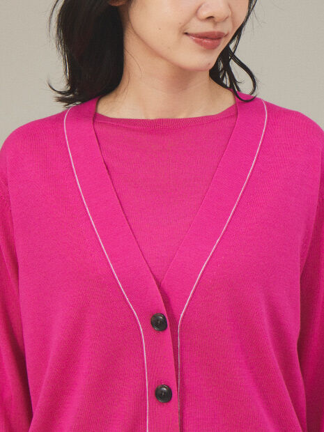 qualite「《アンサンブル対応》ウールハイゲージニットカーデ」|カーディガン|