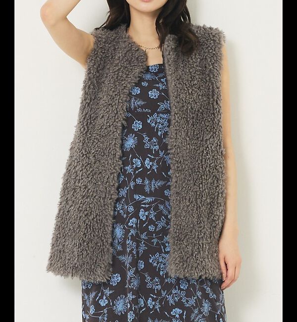 abahouse mavie「フェイクファーベスト」|ベスト・ジレ|グレー