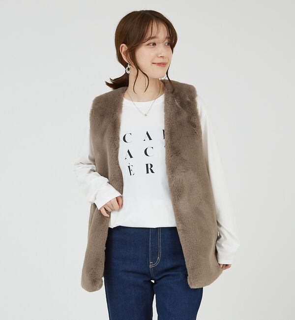 abahouse mavie「フェイクファーベスト」|ベスト・ジレ|