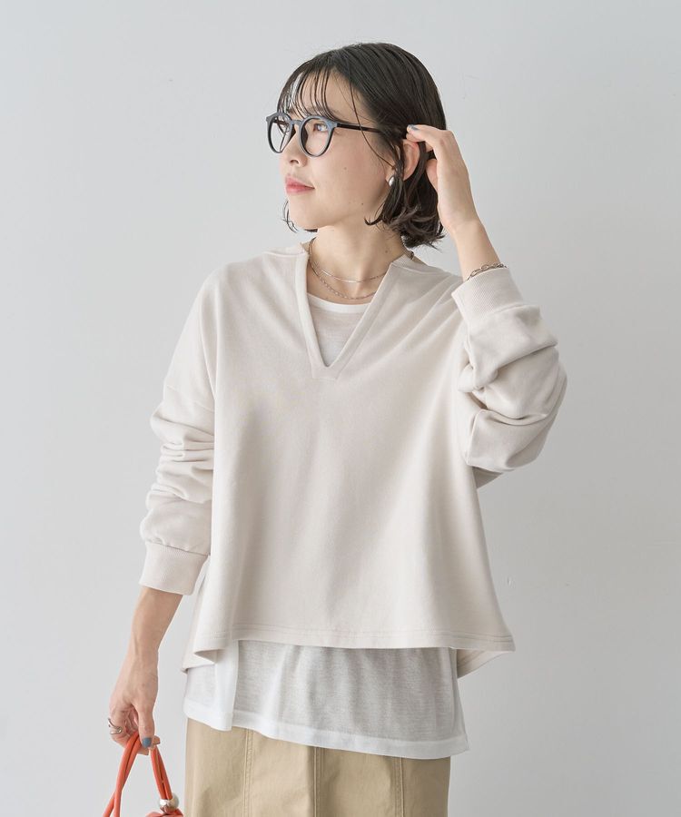 Green Parks「SET2点 深Vネック裏毛+プルオーバー」|Tシャツ・カットソー|