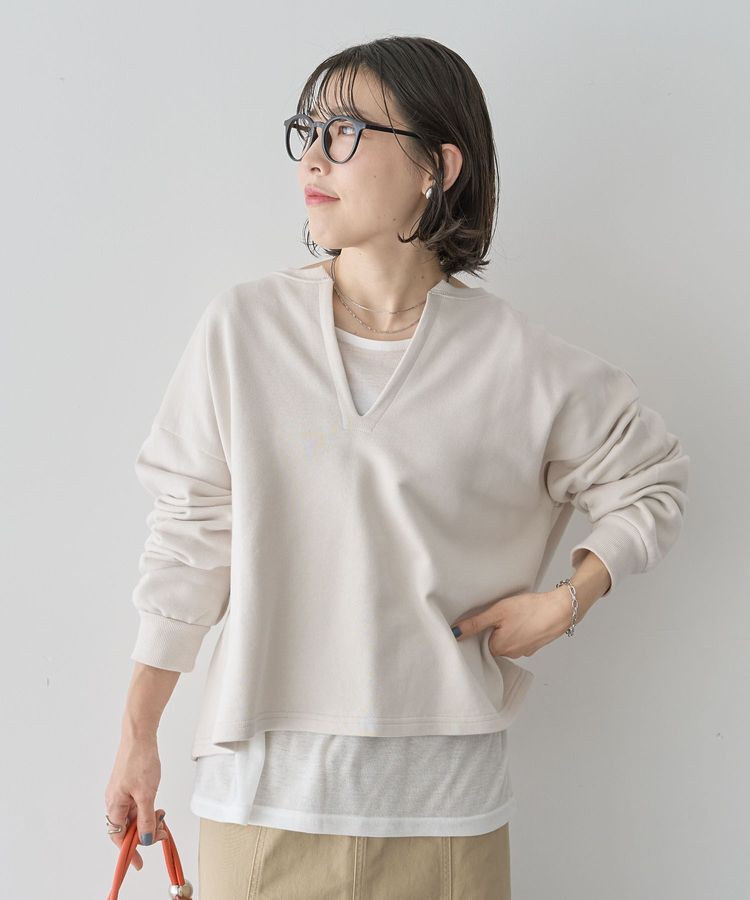 Green Parks「SET2点 深Vネック裏毛+プルオーバー」|Tシャツ・カットソー|Ecru