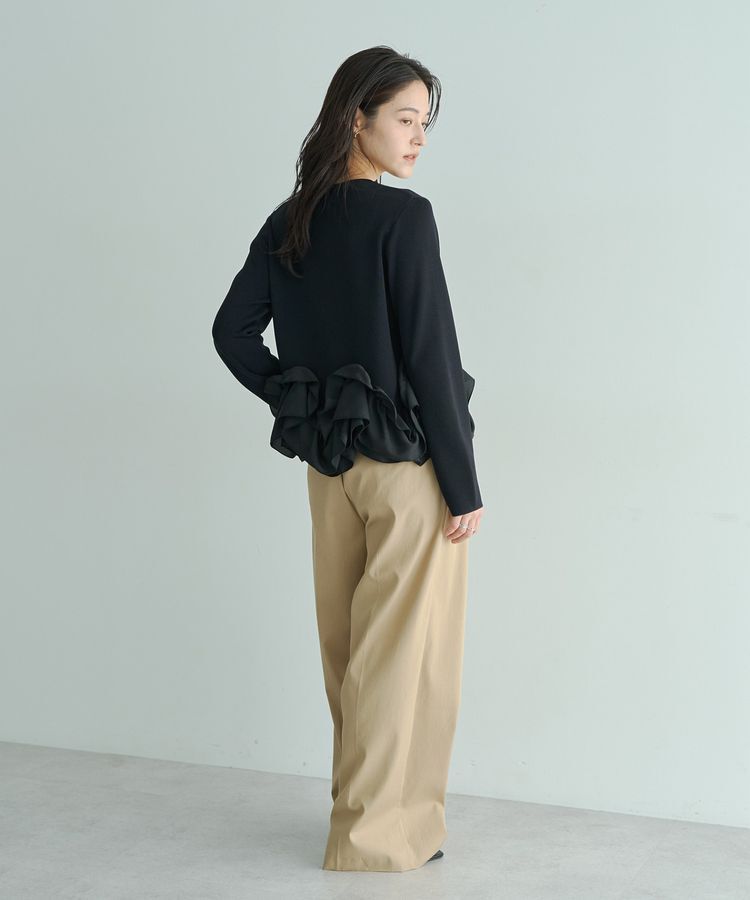 YECCA VECCA「パール釦ラッフルカーディガン」|カーディガン|