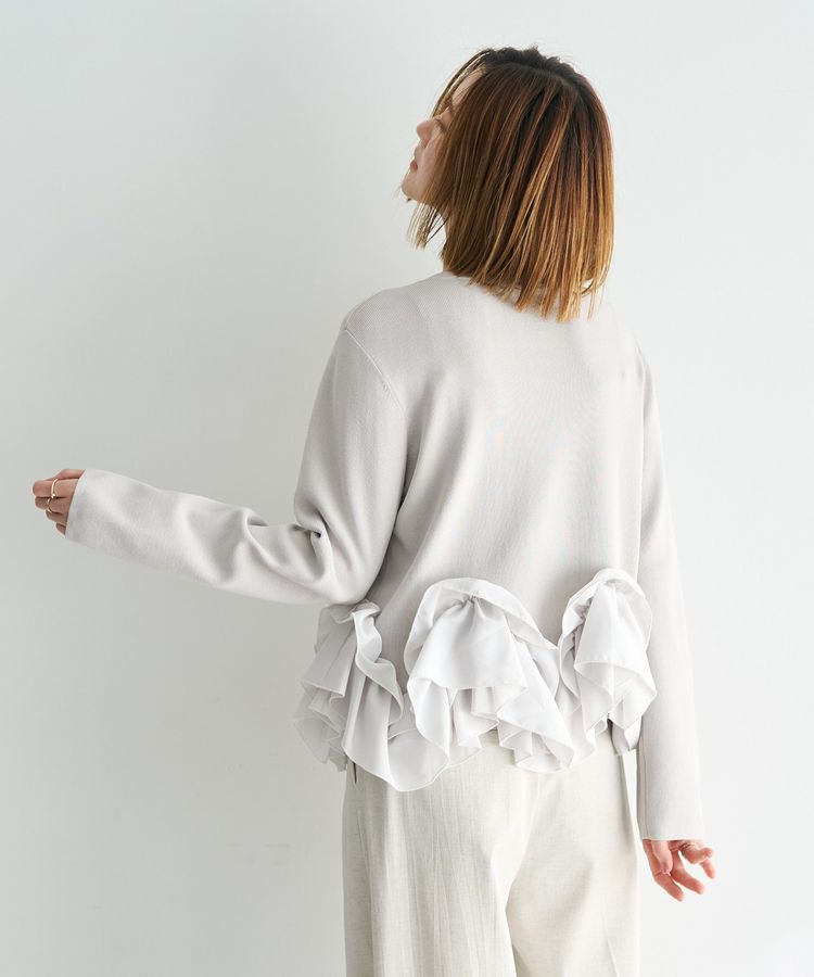 YECCA VECCA「パール釦ラッフルカーディガン」|カーディガン|