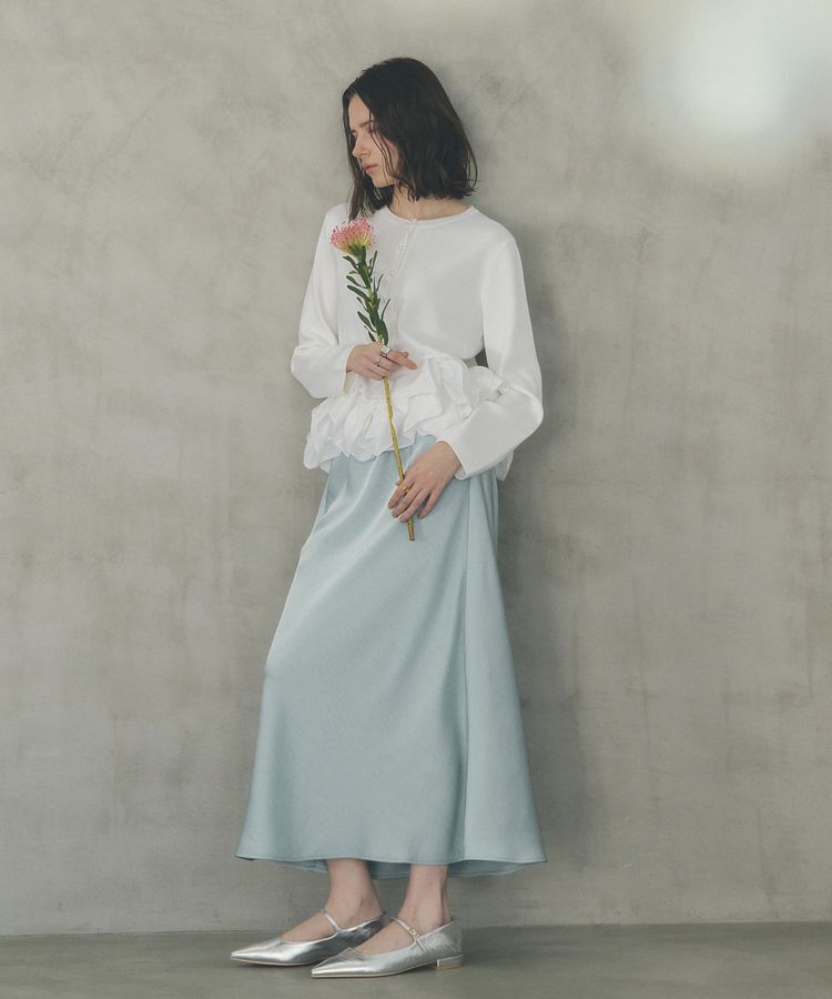 YECCA VECCA「パール釦ラッフルカーディガン」|カーディガン|