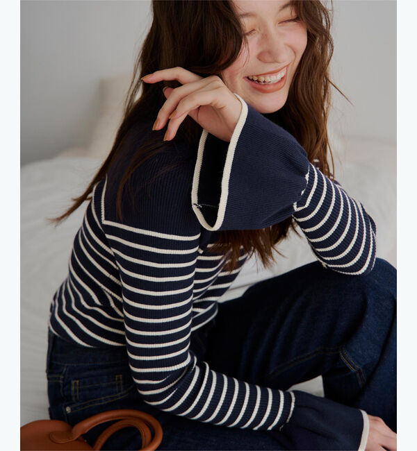 titivate「ボートネックベルスリーブニット」|ニット・セーター|