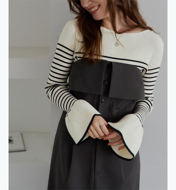 titivate「ボートネックベルスリーブニット」|ニット・セーター|