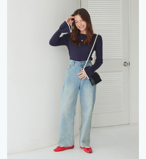 titivate「ボートネックベルスリーブニット」|ニット・セーター|