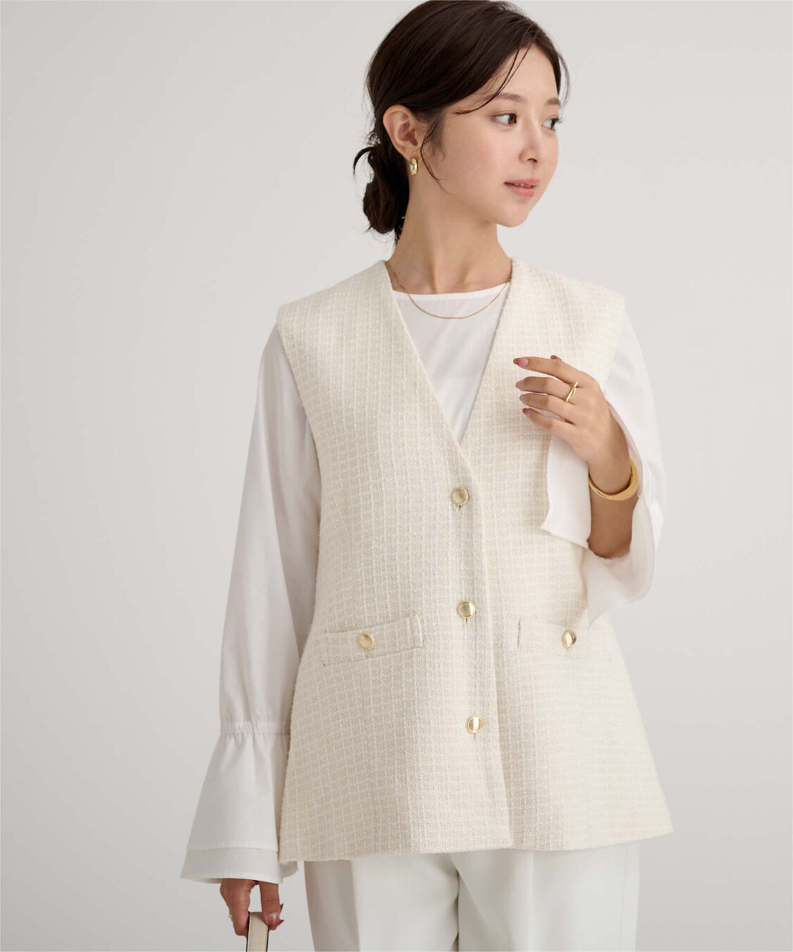 ur's「ツイードジレベスト」|ベスト・ジレ|ホワイト