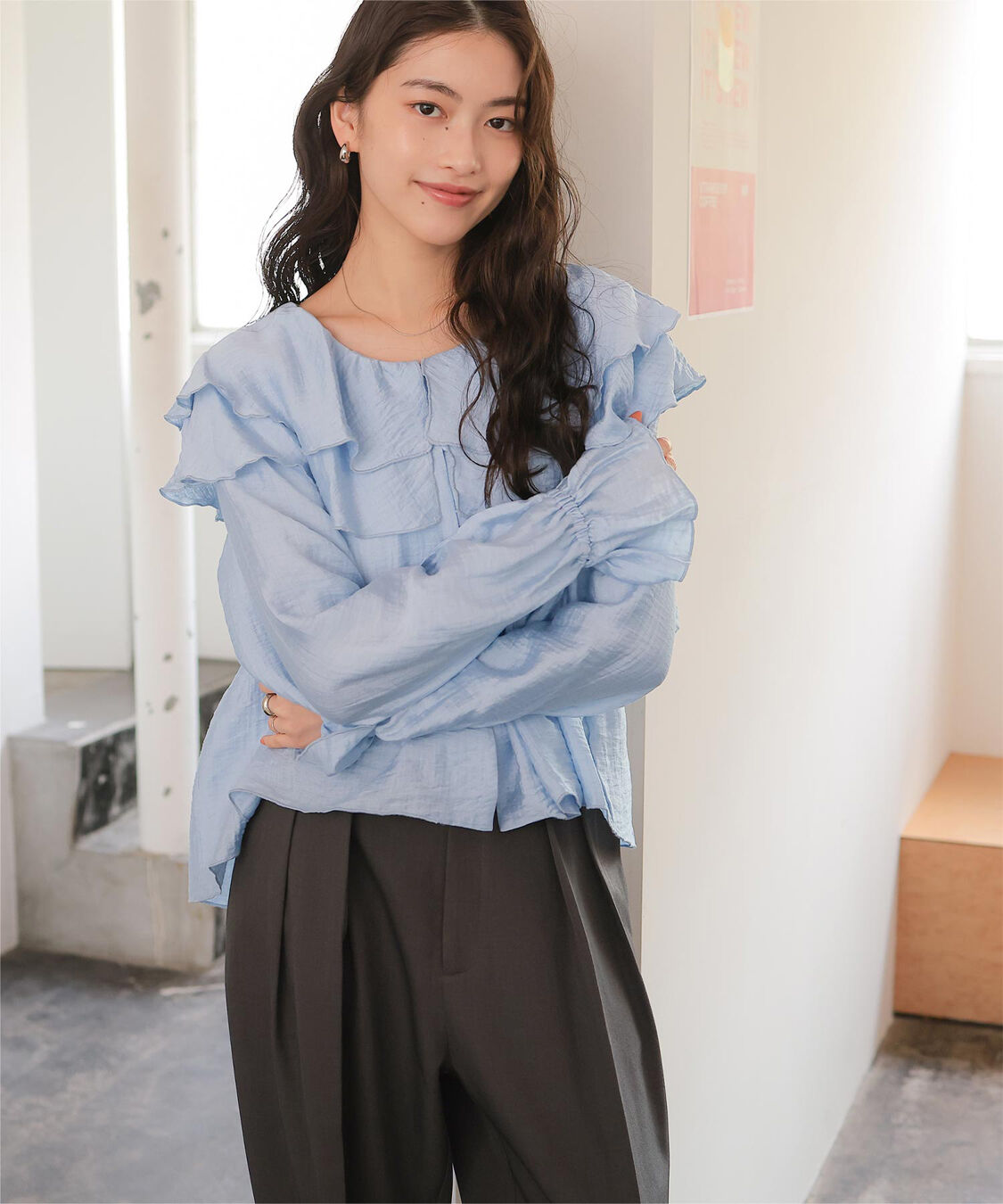 titivate「ペプラムギャザーラッフルフリルブラウス」|シャツ・ブラウス|