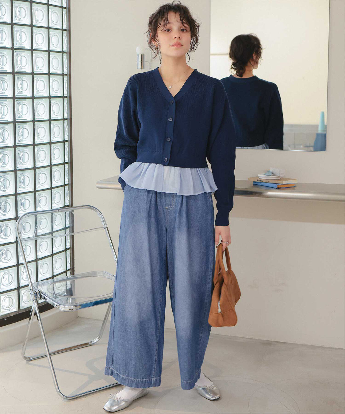 titivate「イージーワイドデニムパンツ」|デニム|