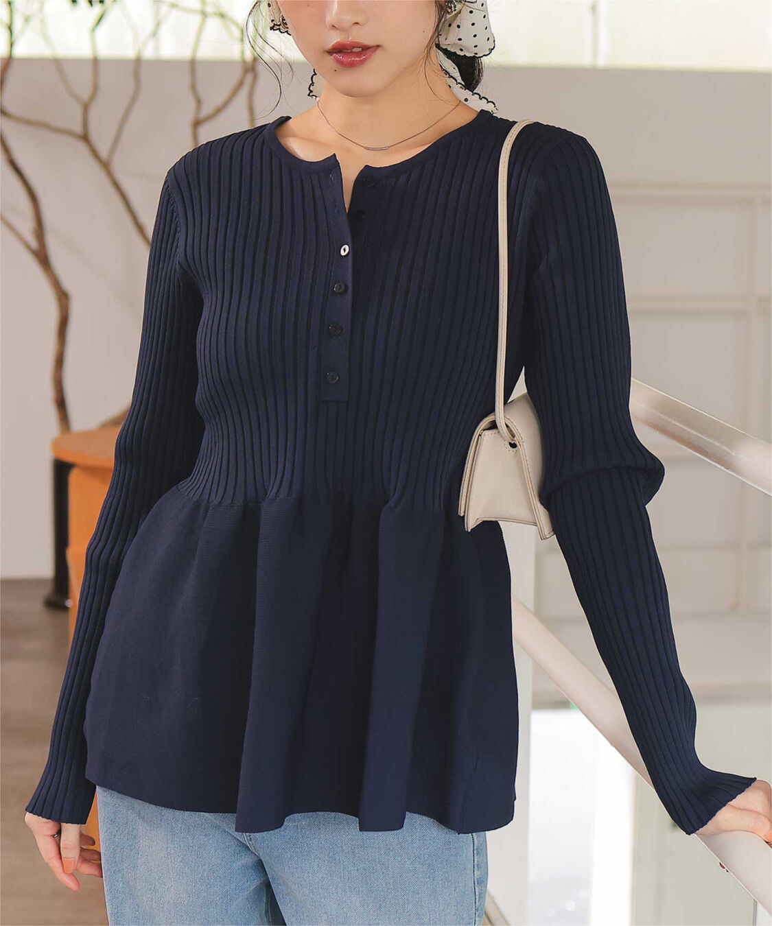 titivate「前後2wayヘンリーネックペプラムニットトップス」|ニット・セーター|