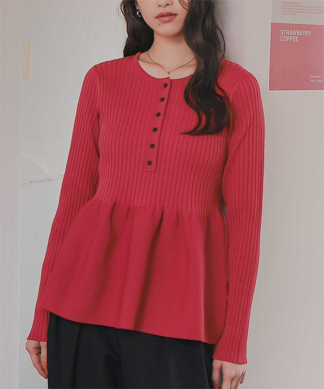 titivate「前後2wayヘンリーネックペプラムニットトップス」|ニット・セーター|