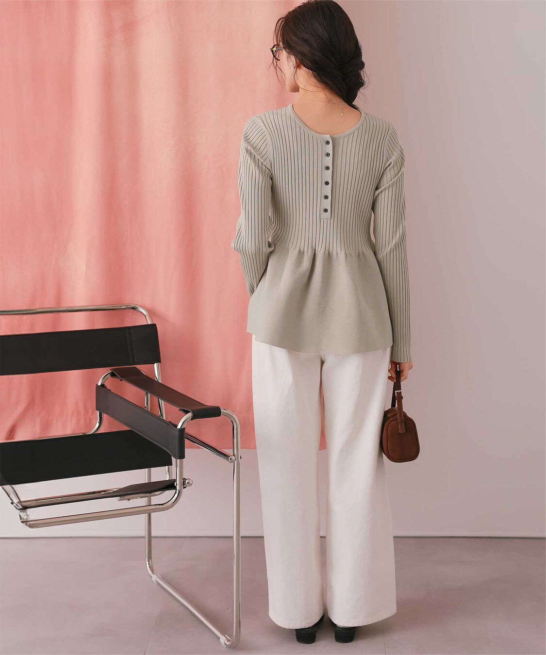 titivate「前後2wayヘンリーネックペプラムニットトップス」|ニット・セーター|