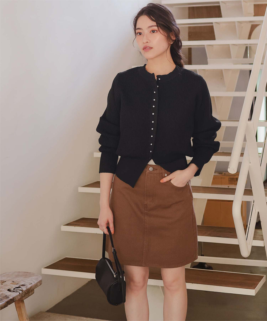 titivate「ミニシルバー釦デザインニットカーディガン」|ニット・セーター|