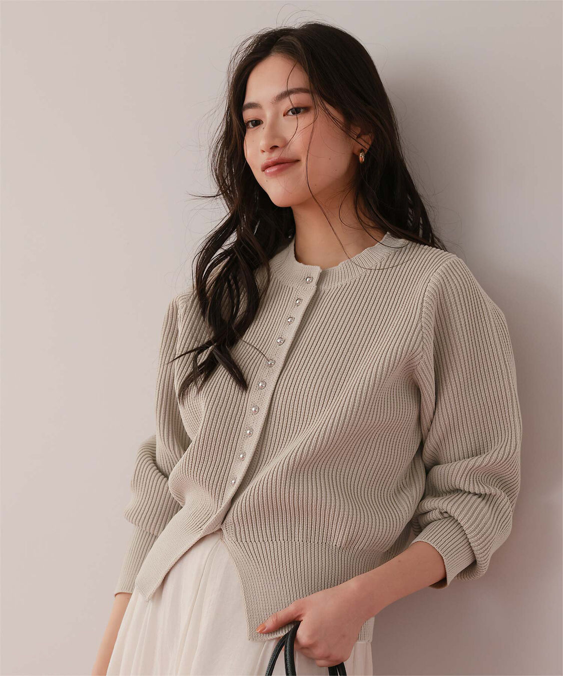 titivate「ミニシルバー釦デザインニットカーディガン」|ニット・セーター|
