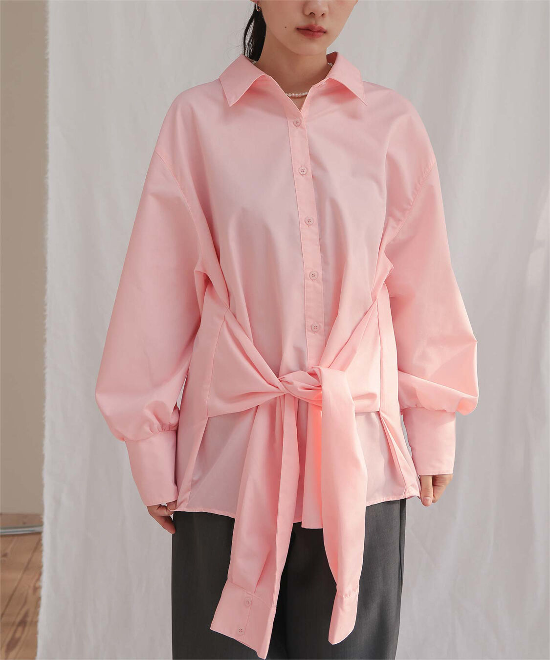 miette「ウエストレイヤードライクシャツ」|シャツ・ブラウス|ピンク