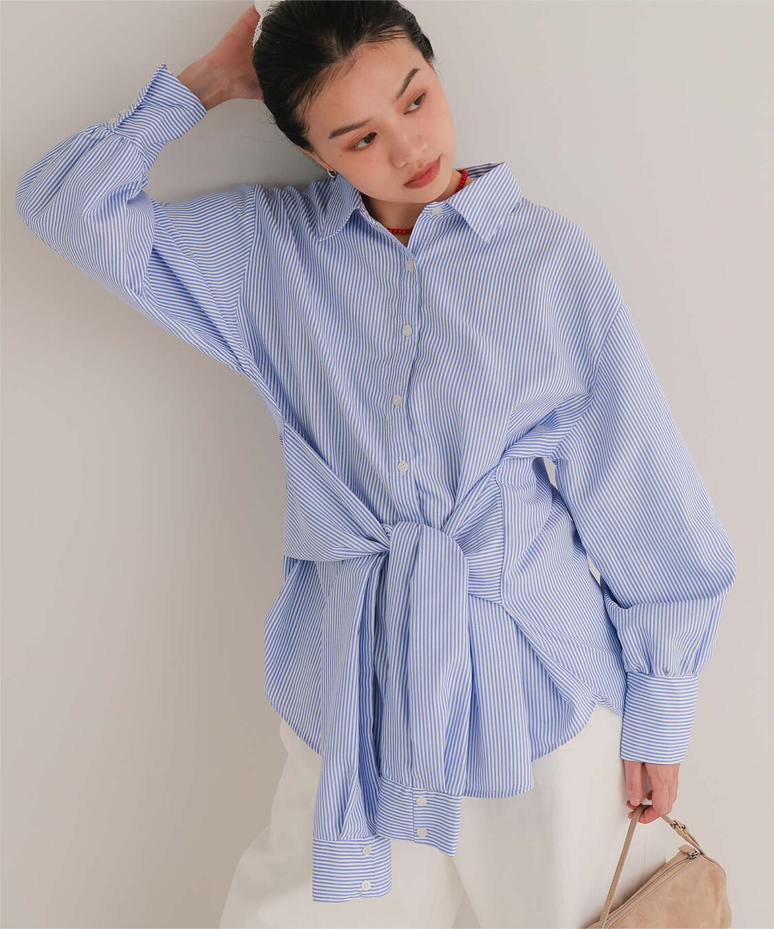 miette「ウエストレイヤードライクシャツ」|シャツ・ブラウス|ブルー2