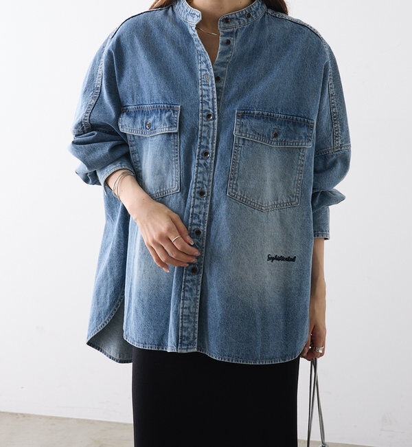  「【累計1万枚突破！/名品】ヴィンテージライクデニムバンドカラーシャツ」|シャツ・ブラウス|