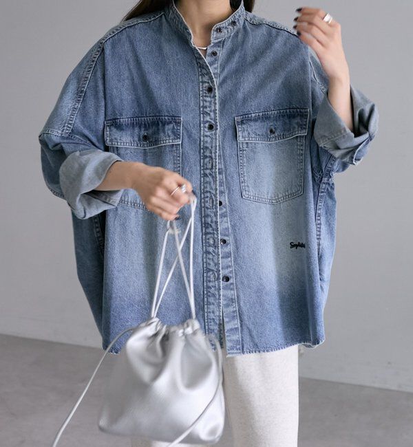  「【累計1万枚突破！/名品】ヴィンテージライクデニムバンドカラーシャツ」|シャツ・ブラウス|