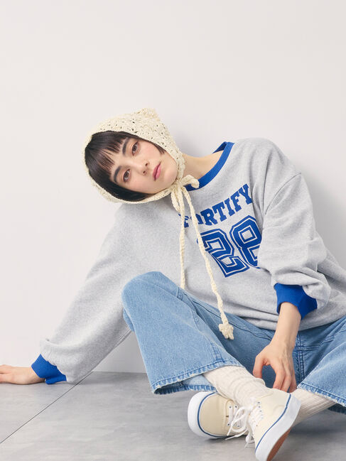 Samansa Mos2「リンガーロゴスウェット」|Tシャツ・カットソー|