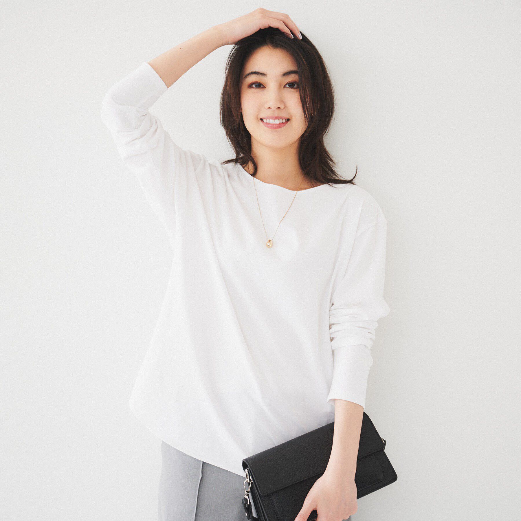 UNTITLED「【着回し/首元スッキリ】ボートネック天竺プルオーバー」|Tシャツ・カットソー|