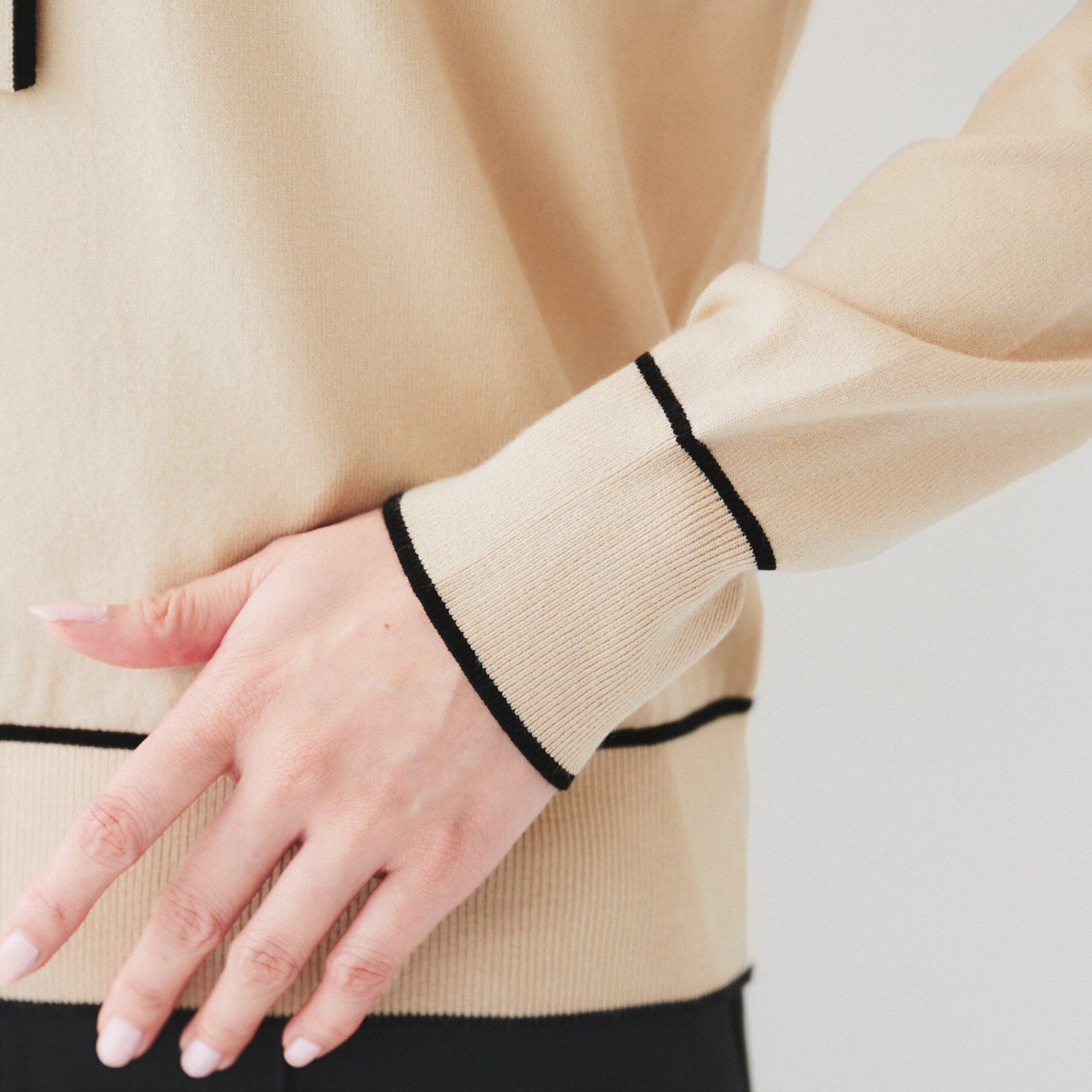 UNTITLED「【アンサンブル可能】ボウタイ 配色プルオーバーニット」|ニット・セーター|