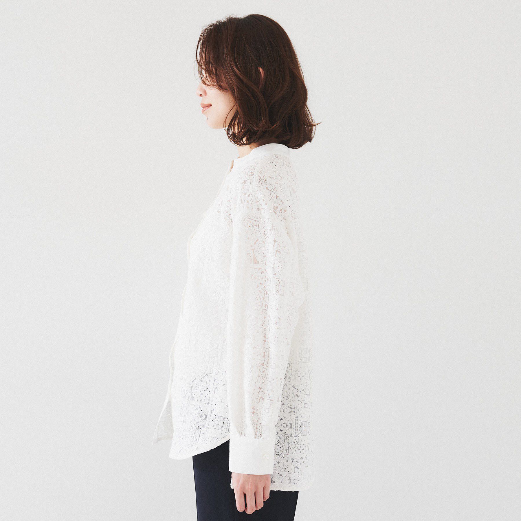 UNTITLED「【セットアップ可能/トレンド】クロシェ風レースシャツ」|シャツ・ブラウス|