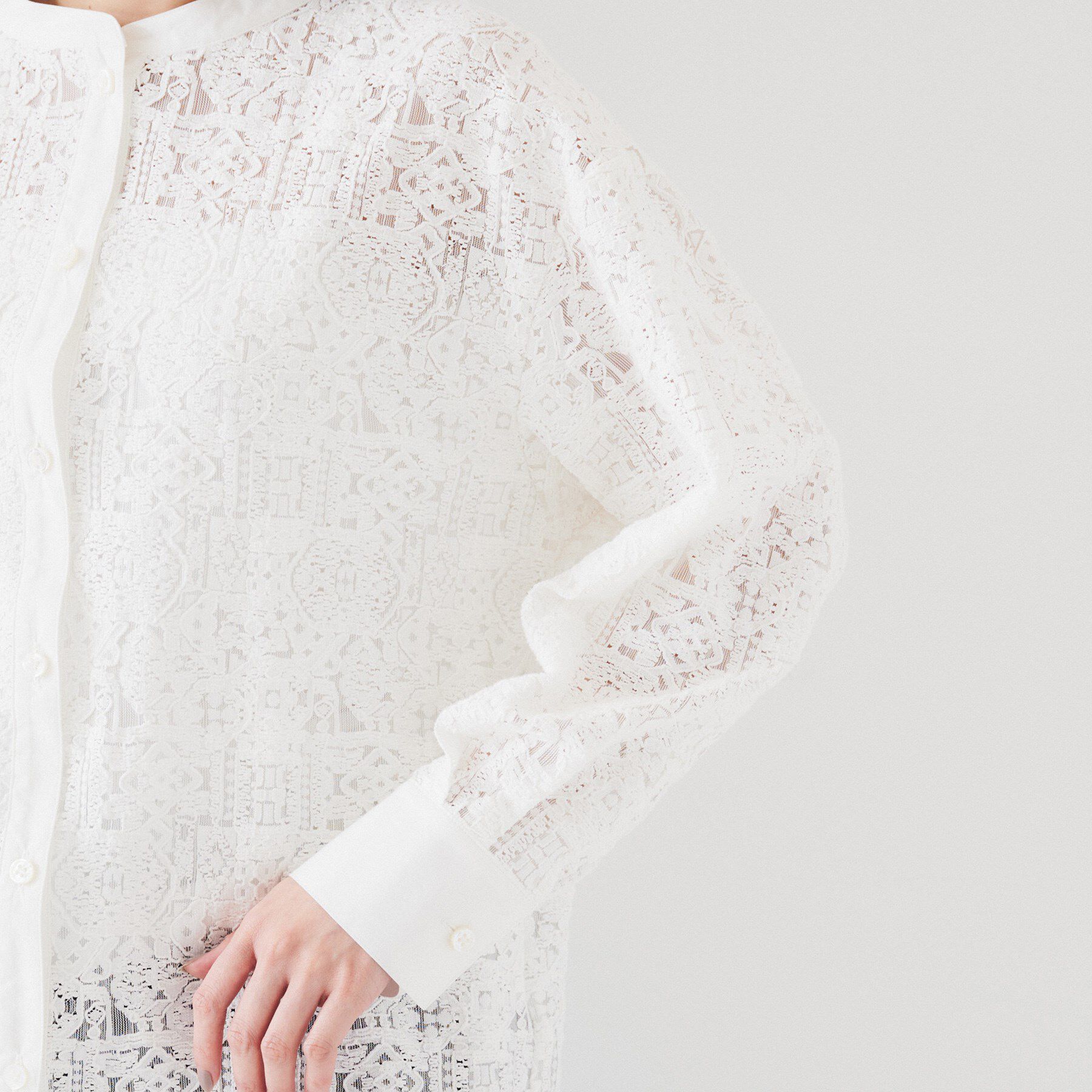 UNTITLED「【セットアップ可能/トレンド】クロシェ風レースシャツ」|シャツ・ブラウス|