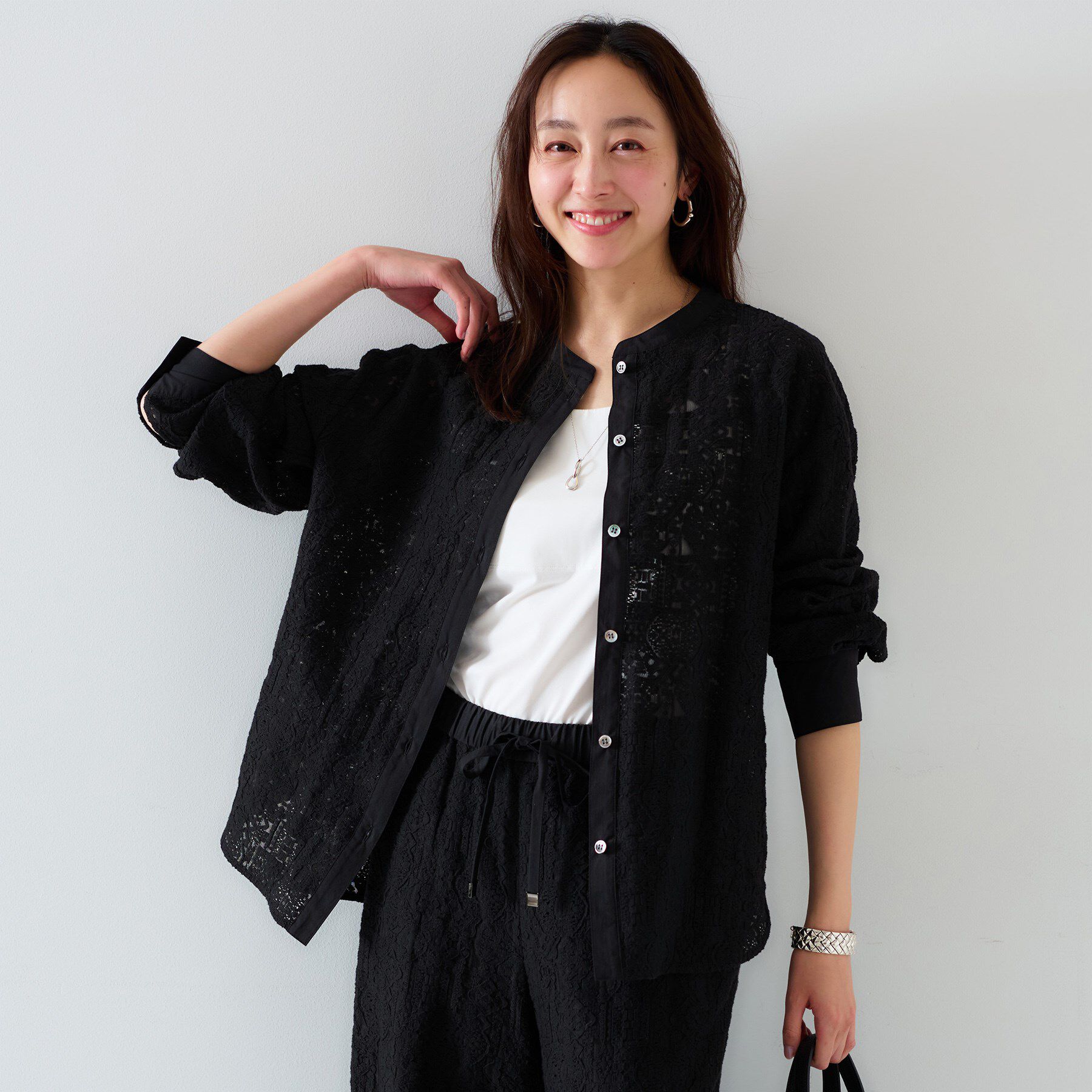 UNTITLED「【セットアップ可能/トレンド】クロシェ風レースシャツ」|シャツ・ブラウス|