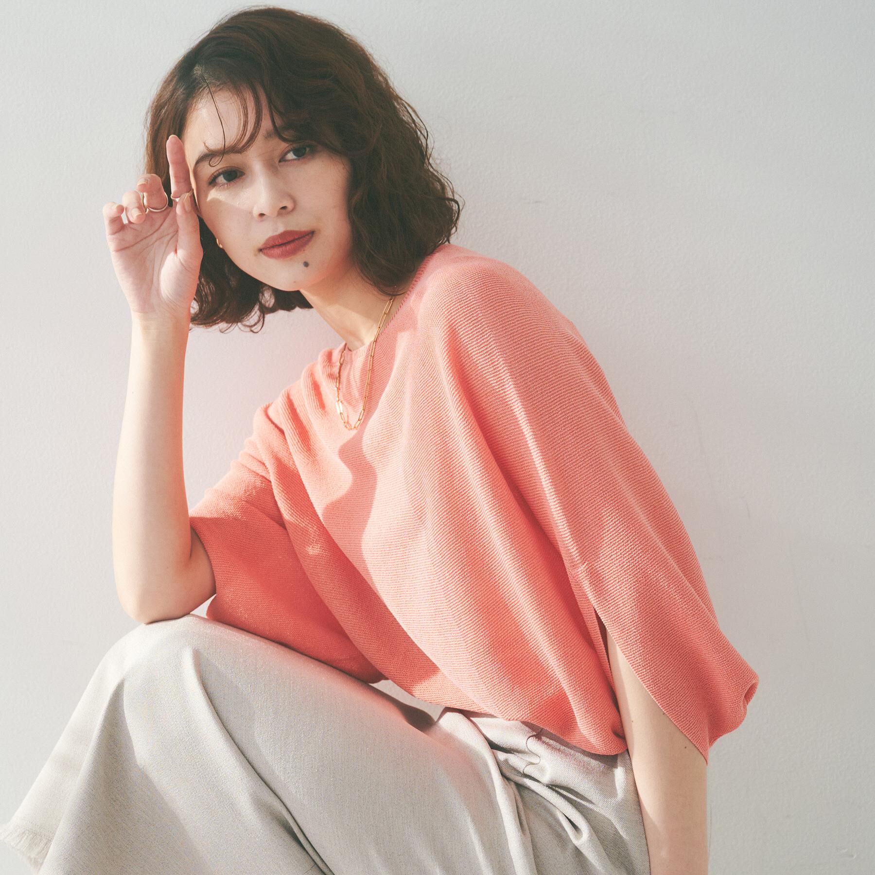 UNTITLED「【体型カバー/清涼感】ドルマンスリーブ プルオーバーニット」|ニット・セーター|