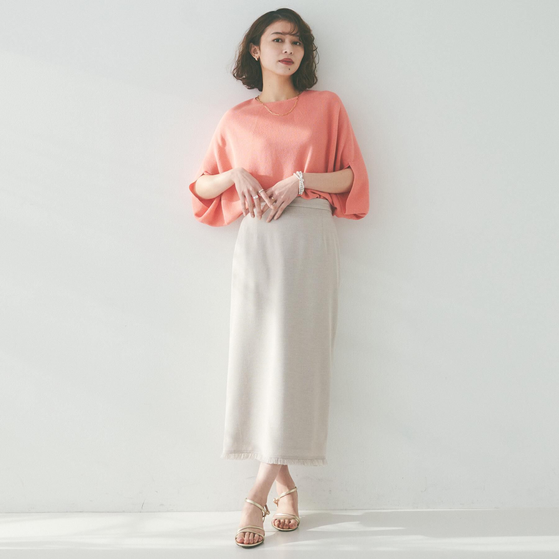 UNTITLED「【体型カバー/清涼感】ドルマンスリーブ プルオーバーニット」|ニット・セーター|