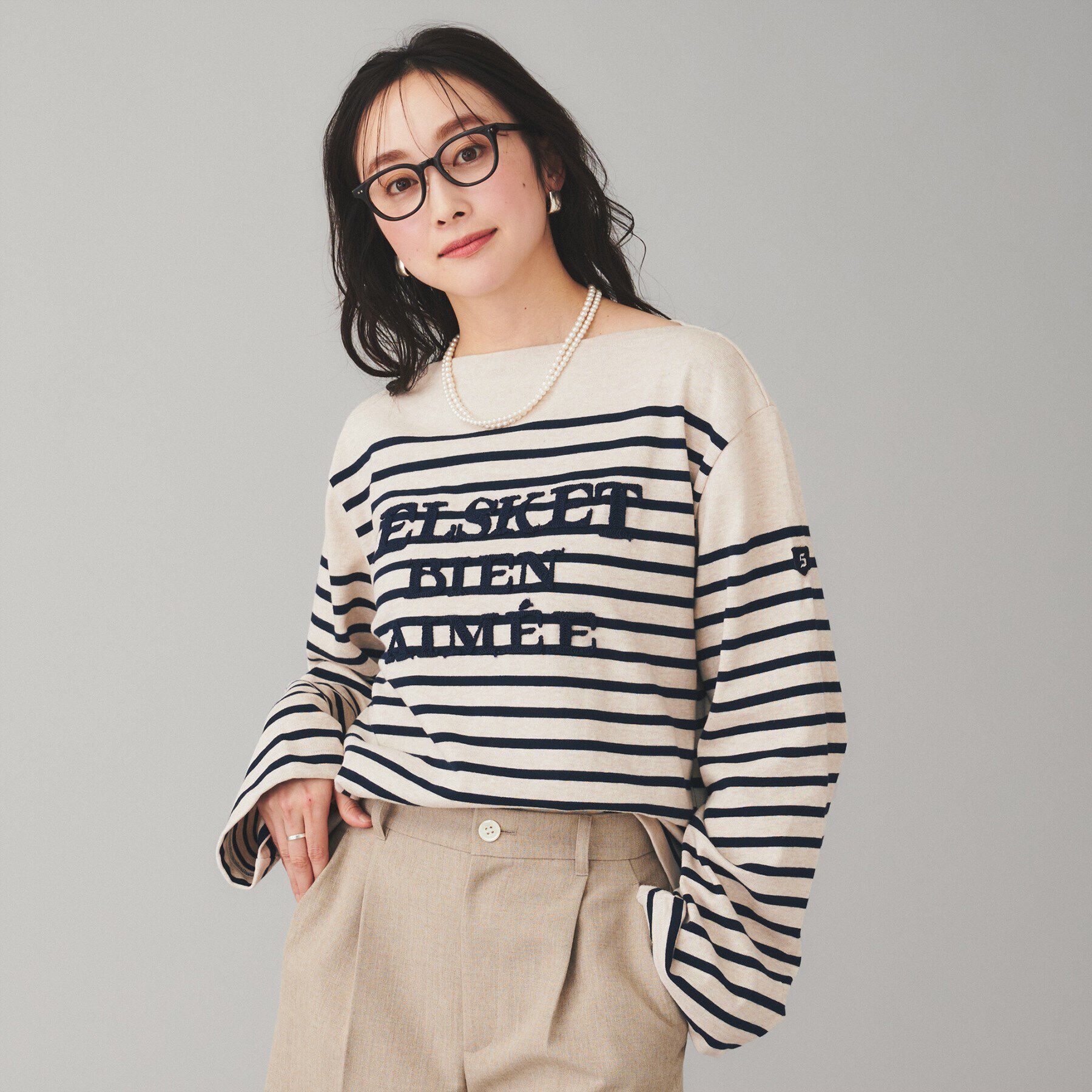 UNTITLED「【BLANC basque】バスクボーダー&times;刺繍プルオーバー」|Tシャツ・カットソー|