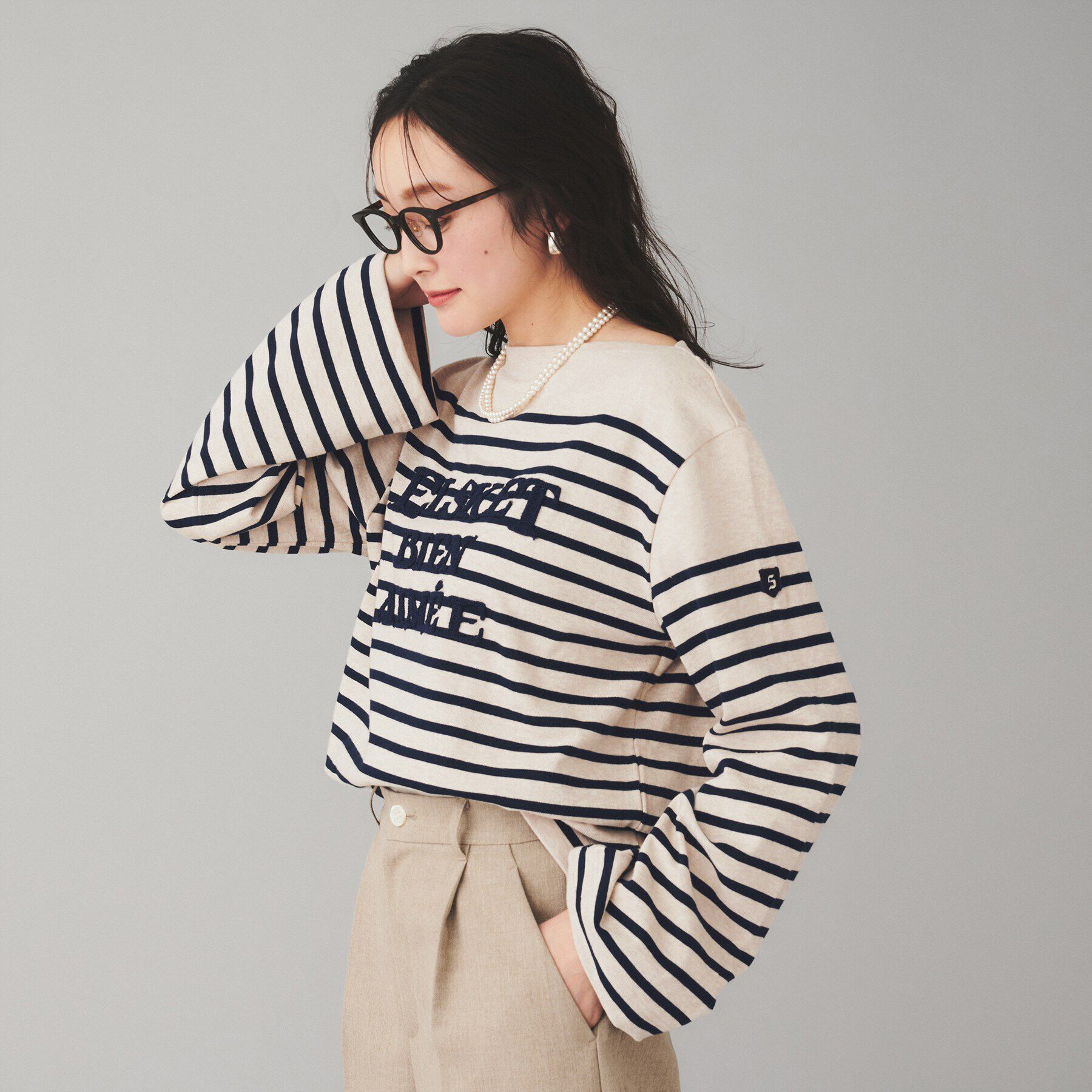 UNTITLED「【BLANC basque】バスクボーダー&times;刺繍プルオーバー」|Tシャツ・カットソー|