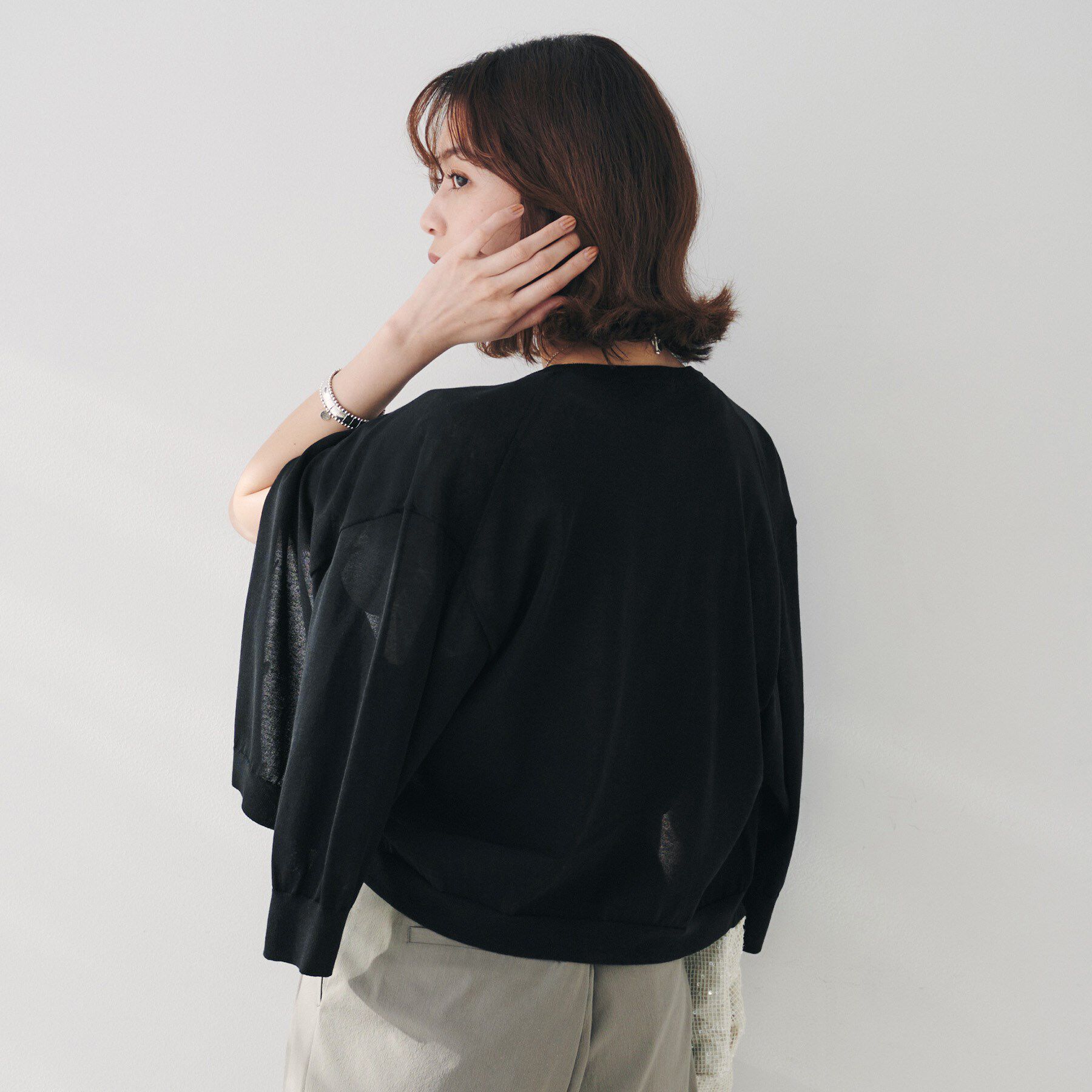 UNTITLED「【短丈/シアー/洗える】ドルマンスリーブカーディガン」|カーディガン|