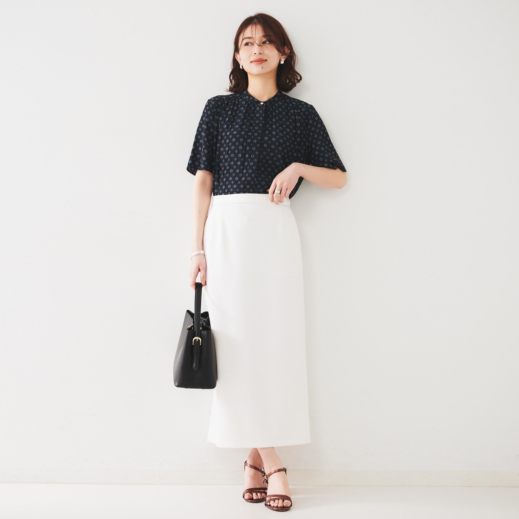 UNTITLED「【後ろウエストゴム/ストレッチ性/オンオフ】ジャージナロースカート」|スカート|