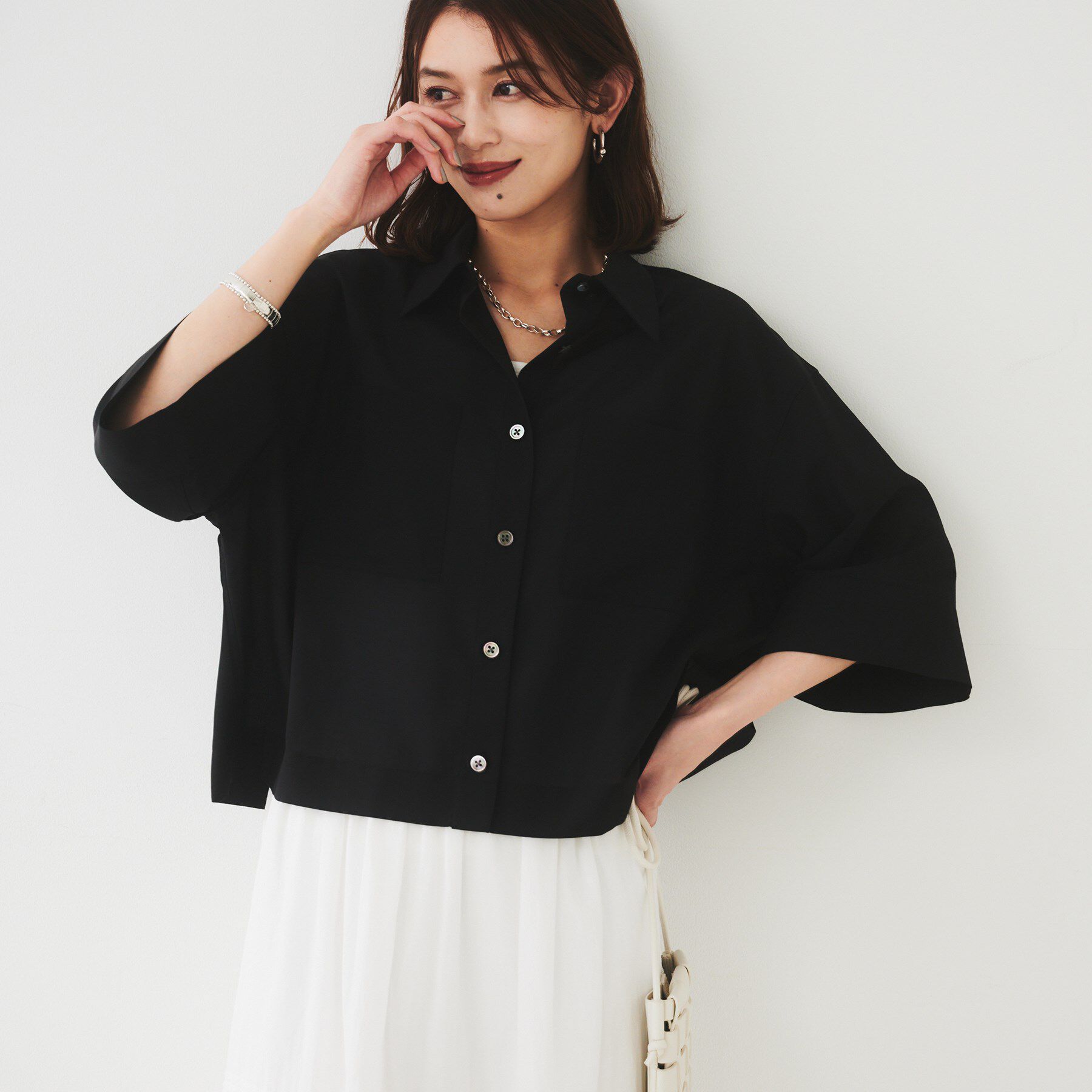 UNTITLED「【前開き/洗える】ショート丈シアーシャツ」|シャツ・ブラウス|