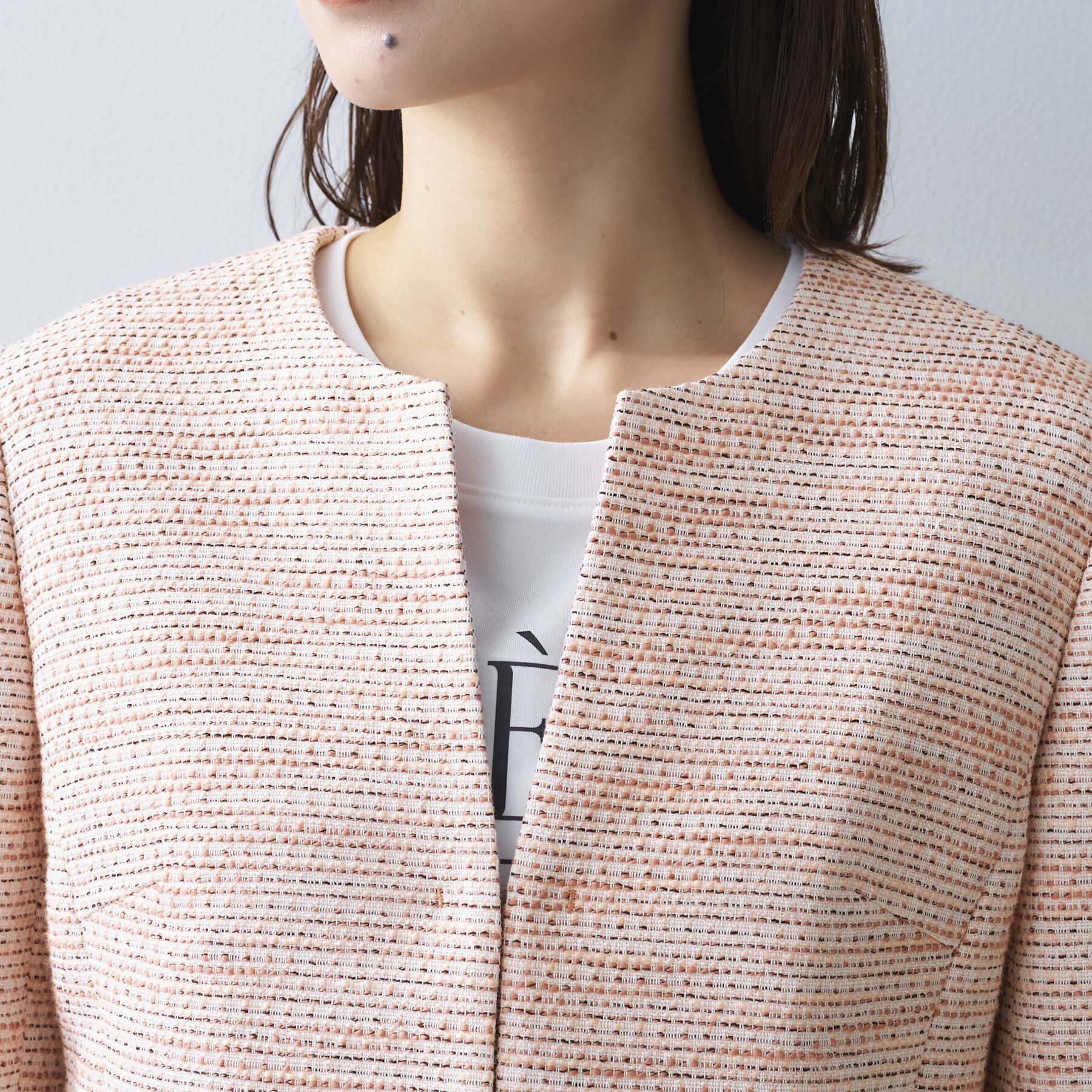 UNTITLED「ツイード ペプラムジャケット」|ノーカラージャケット|