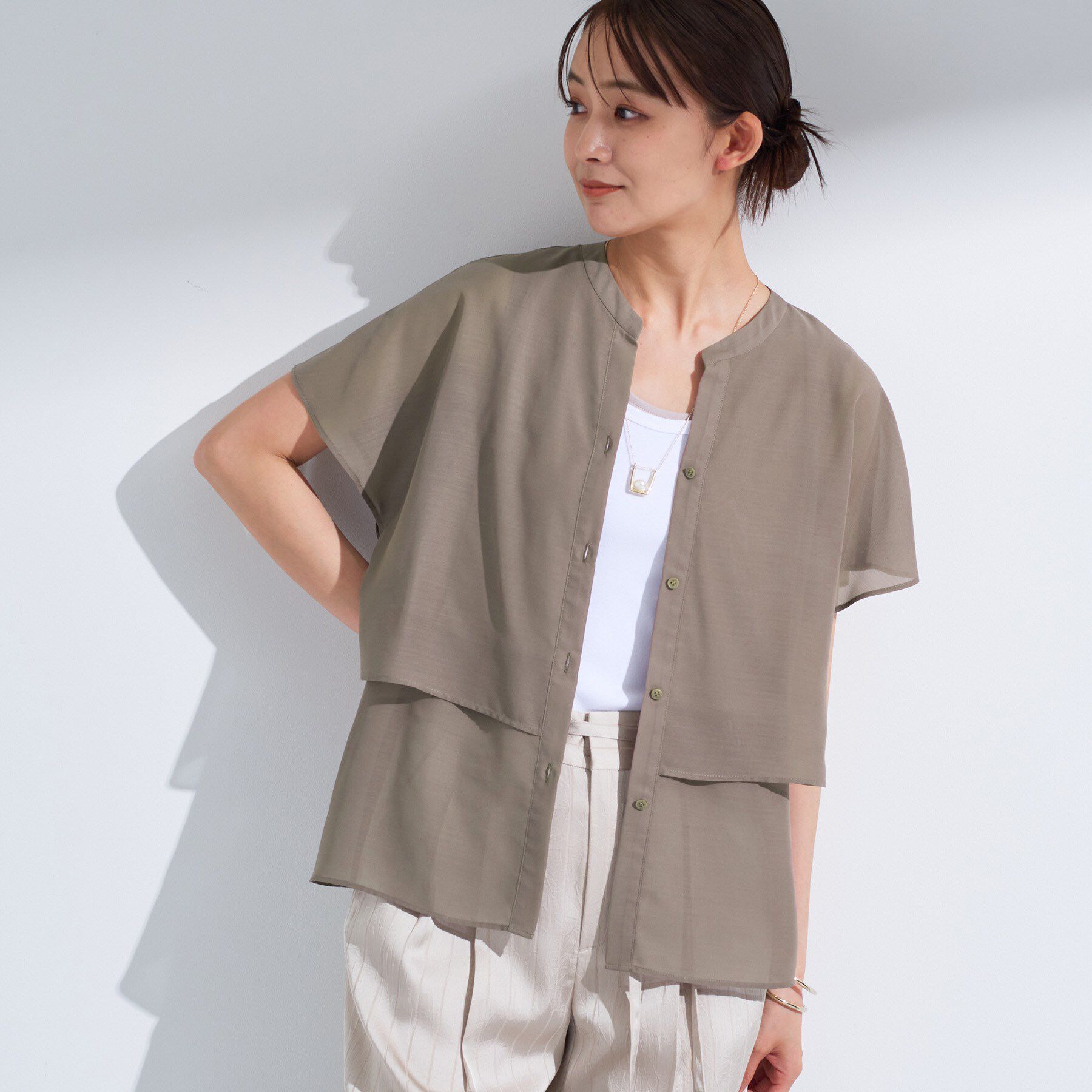 INDIVI「新色登場！【洗える／エアリー】ティアードブラウス」|シャツ・ブラウス|