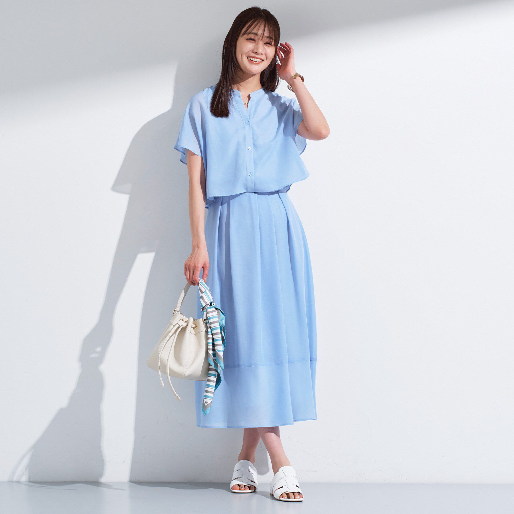 INDIVI「新色登場！【洗える／エアリー】ティアードブラウス」|シャツ・ブラウス|