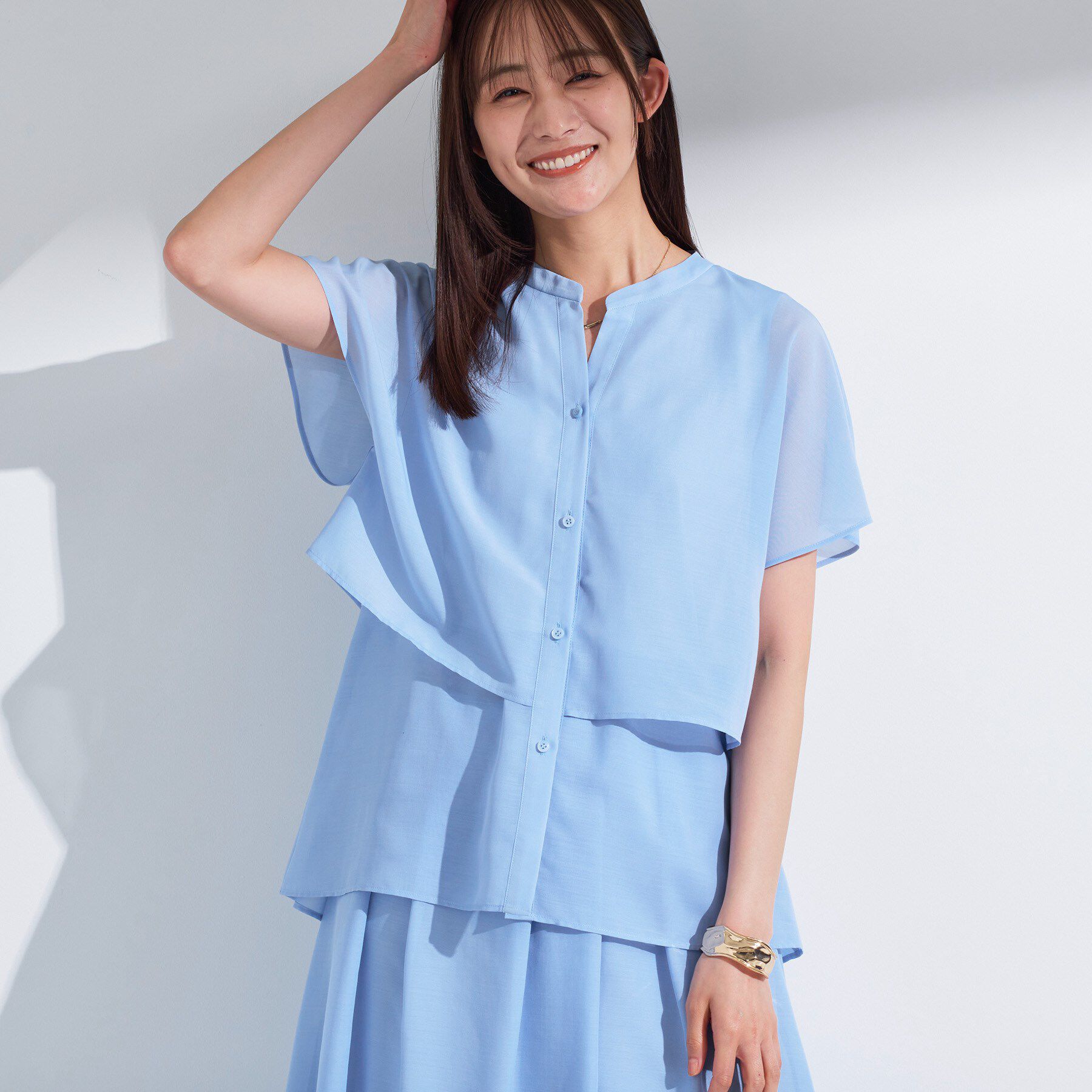 INDIVI「新色登場！【洗える／エアリー】ティアードブラウス」|シャツ・ブラウス|