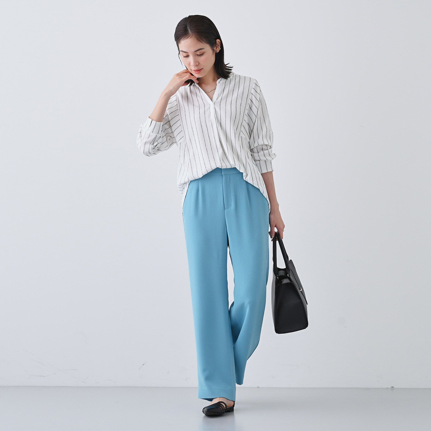 INDIVI「【洗える】サイドライン ストレートパンツ」|その他|