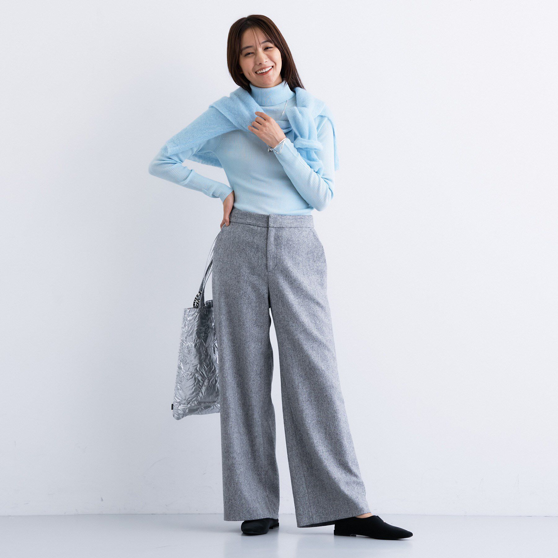 INDIVI「【褒められパンツ／ウール混】ウォームウール ワイドパンツ」|その他|