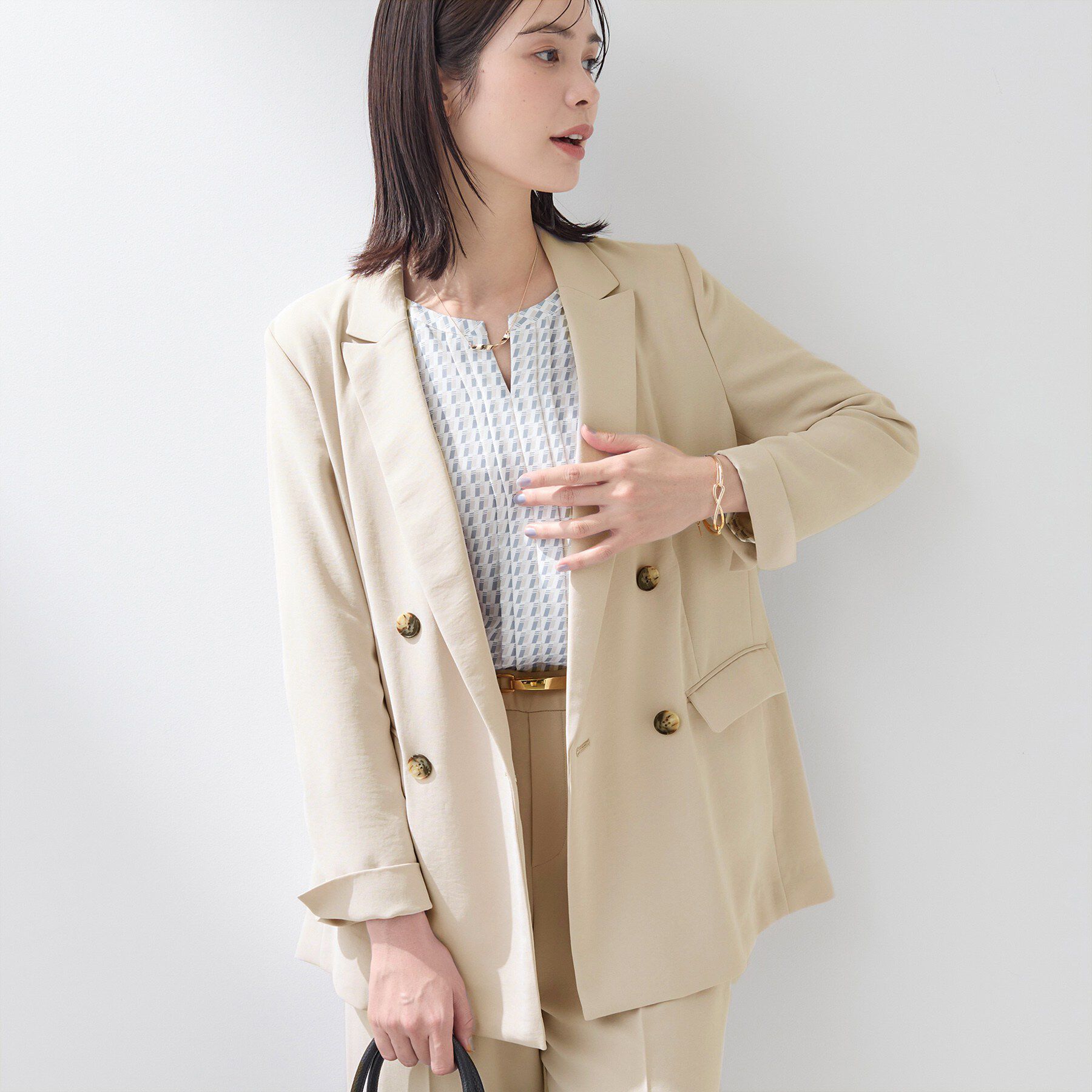 INDIVI「【洗える／多機能／SETUP可】着る日傘ダブルジャケット」|テーラードジャケット|ベージュ(052)