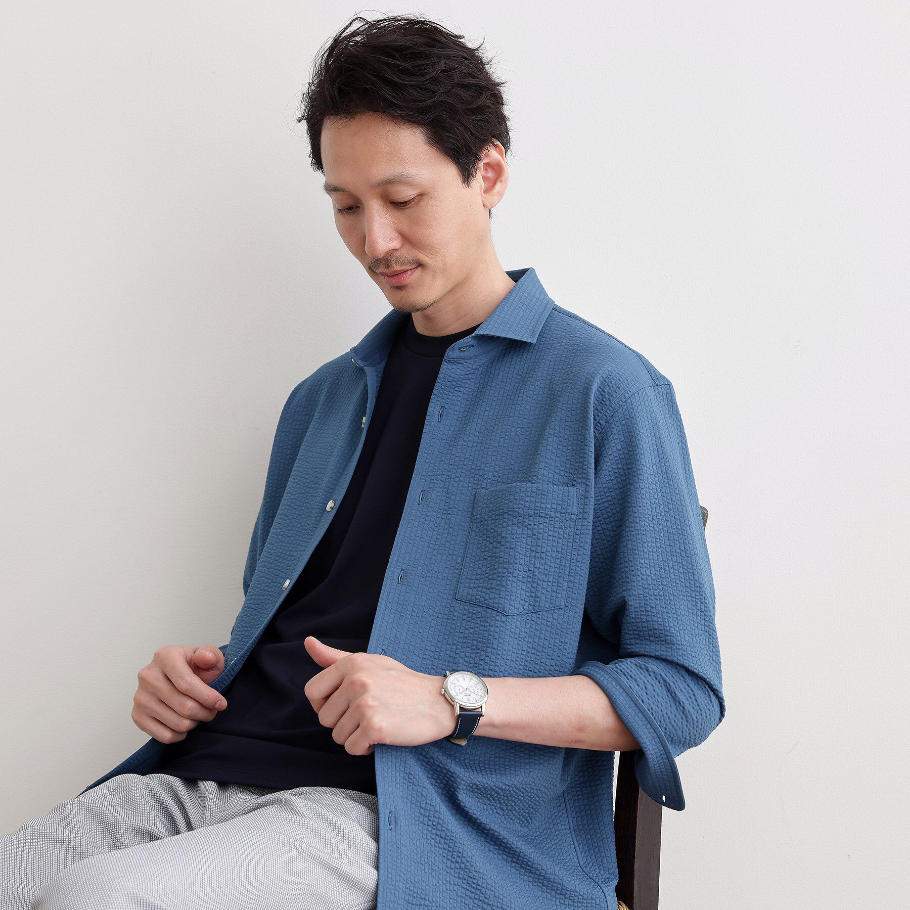 TAKEO KIKUCHI「【抗菌防臭／7分袖】サッカージャージ ストライプシャツ」|シャツ・ブラウス|