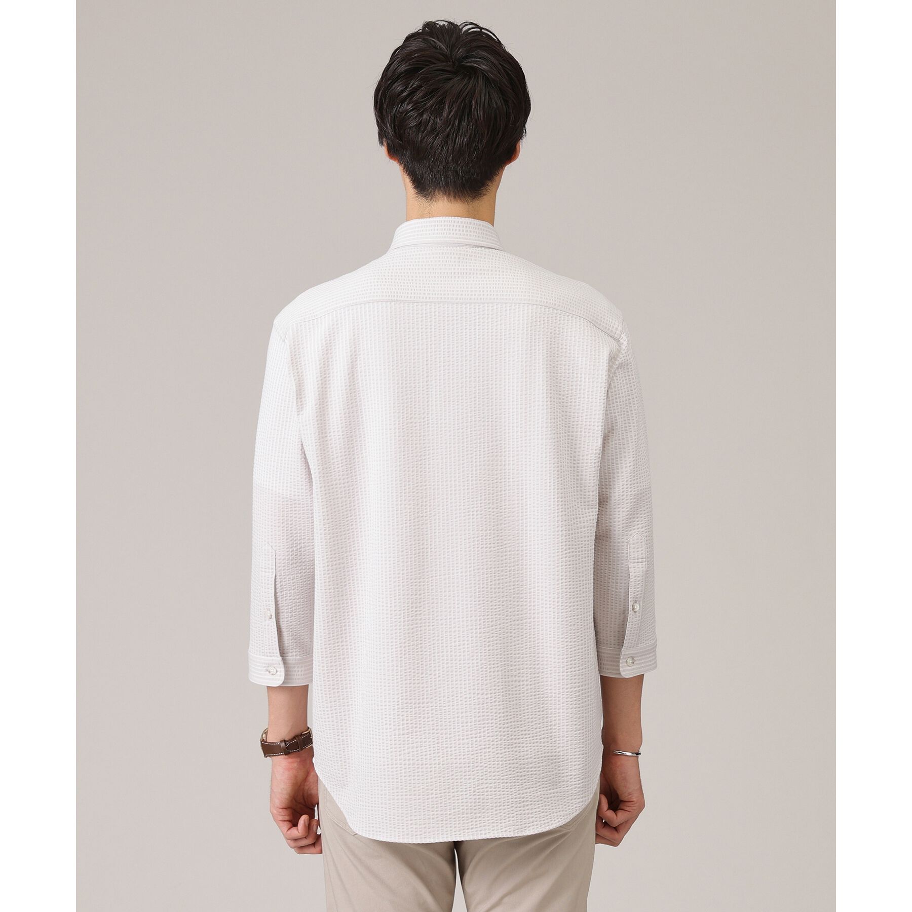 TAKEO KIKUCHI「【抗菌防臭／7分袖】サッカージャージ ストライプシャツ」|シャツ・ブラウス|