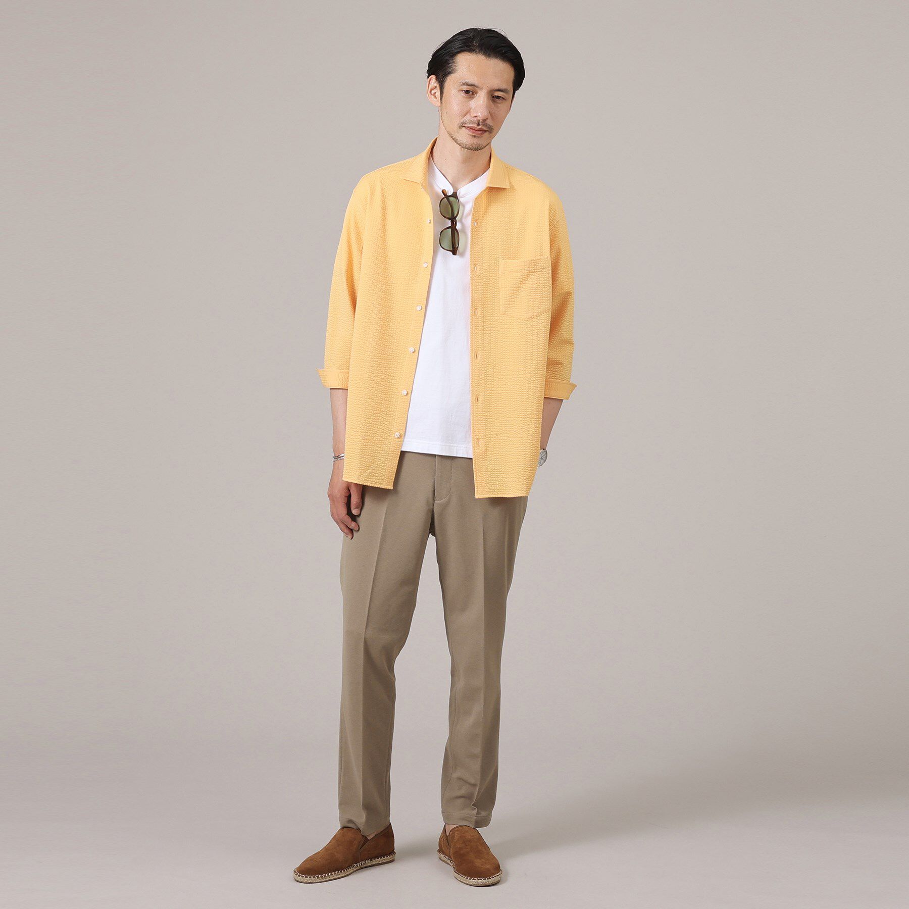 TAKEO KIKUCHI「【抗菌防臭／7分袖】サッカージャージ ストライプシャツ」|シャツ・ブラウス|