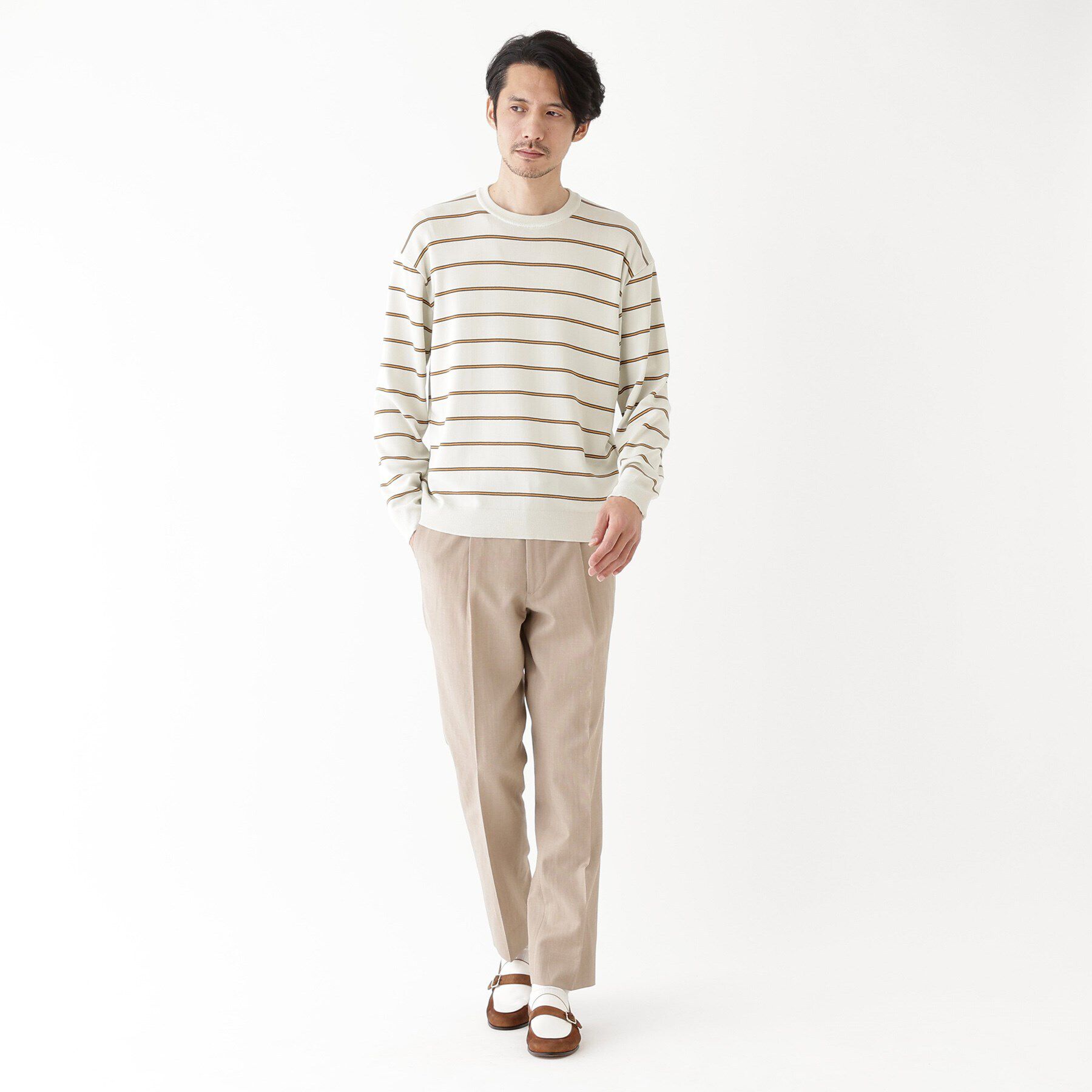 TAKEO KIKUCHI「【THE FLAGSHIP】ボーダー プルオーバー ニット」|ニット・セーター|