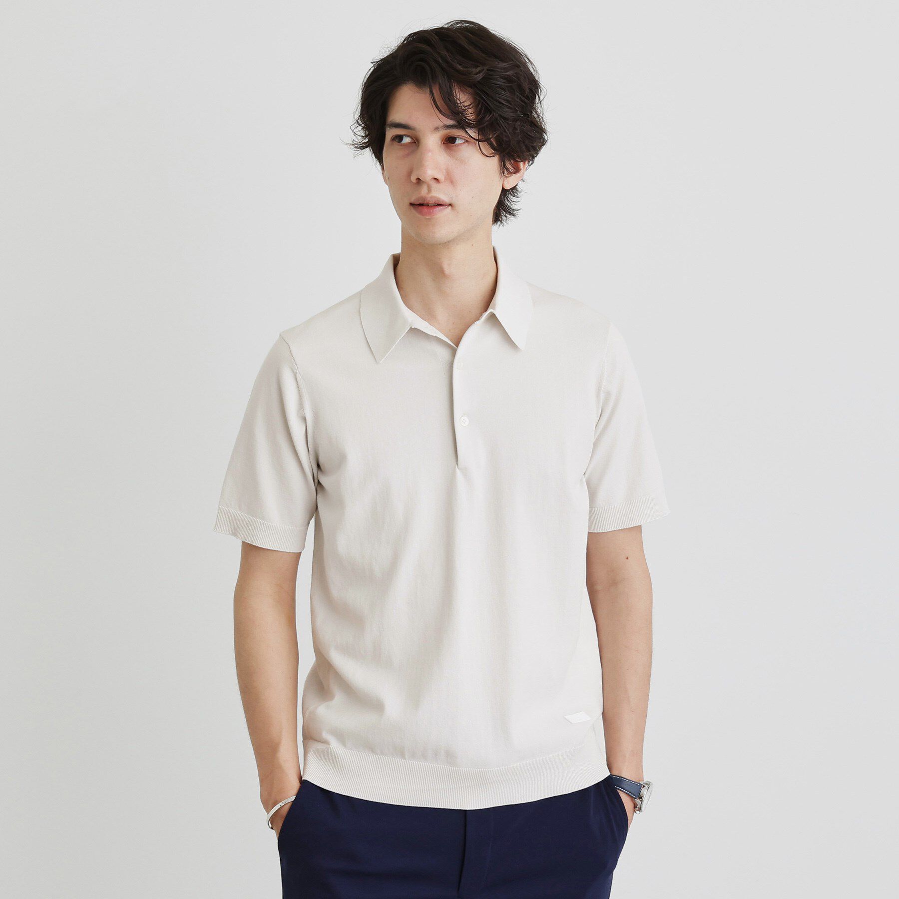 TAKEO KIKUCHI「テーラードニット ポロシャツ」|ポロシャツ|ライトグレー(011
